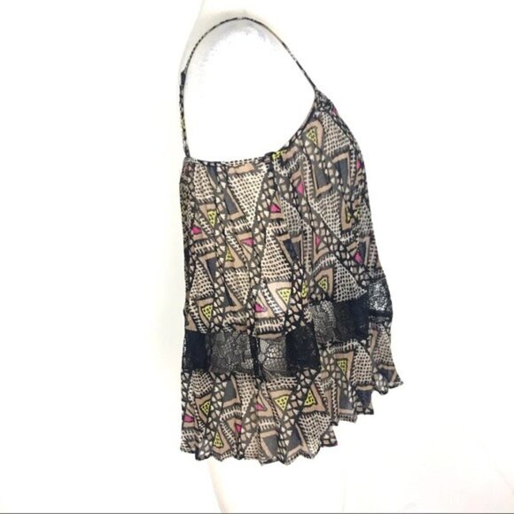 BCBGeneration Printed Woven Cami w/Lace Insert XXS - Picture 4 of 8